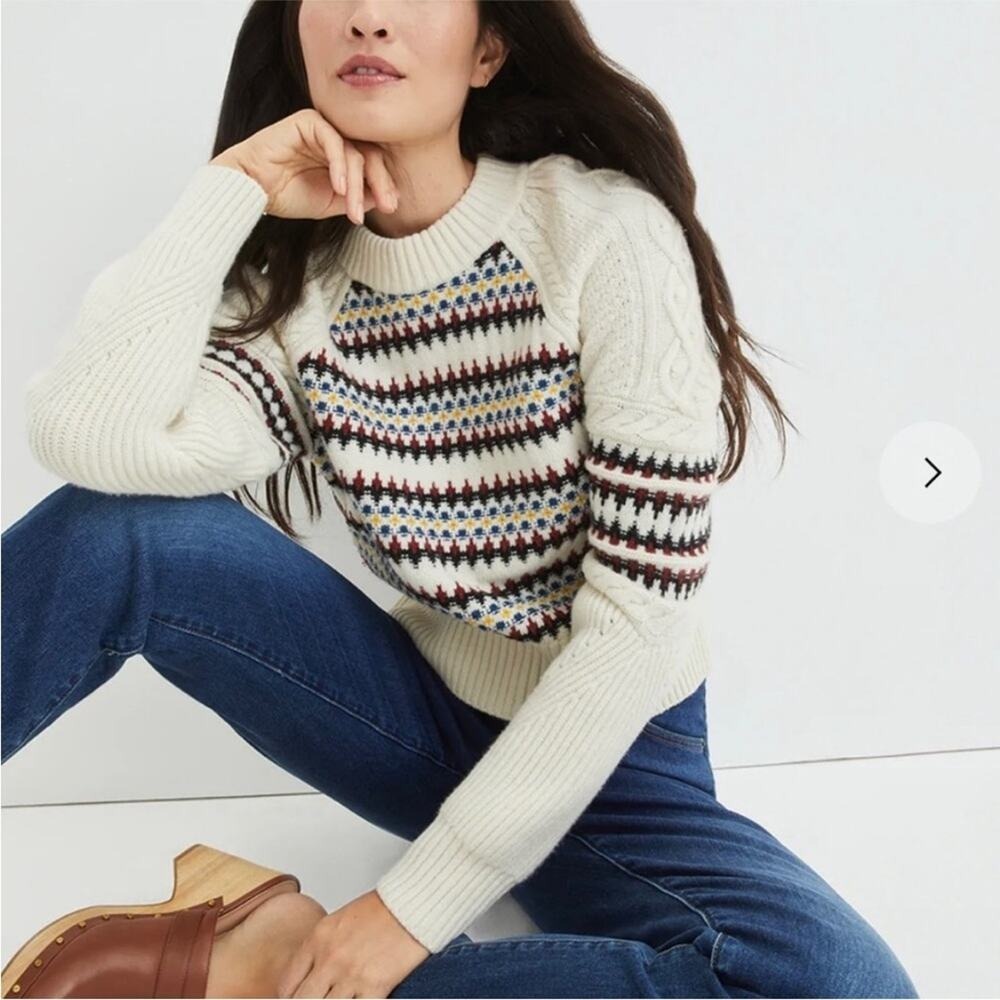 Veronica Beard Jimena Fair Isle knit Jacquard Sweater Jumper XS